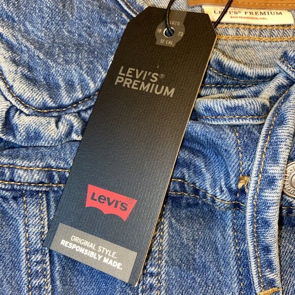 Levi's Premium Women's Prairie Trucker Jacket SMALL Blue Denim Ruffles Feminine - Picture 10 of 12